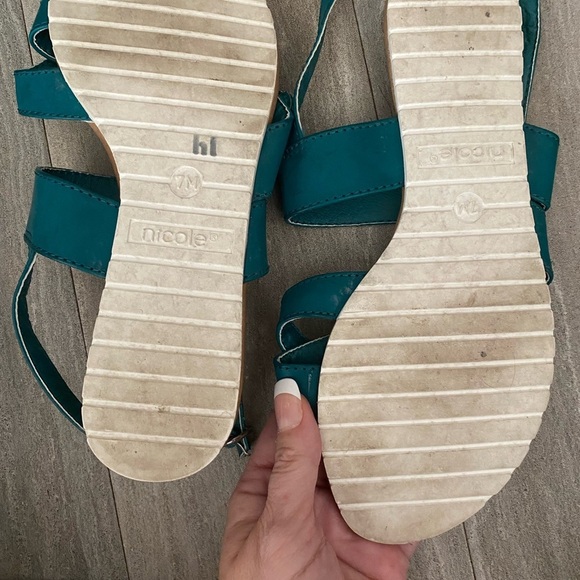 Nicole teal blue green sandals shoes size 7 - Picture 4 of 6